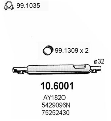 Средний глушитель выхлопных газов 106001 ASSO