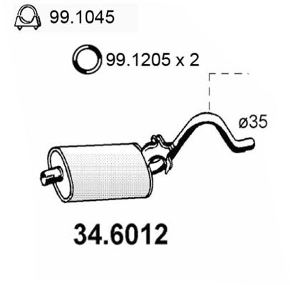 Средний глушитель выхлопных газов 346012 ASSO