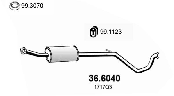 Средний глушитель выхлопных газов 366040 ASSO