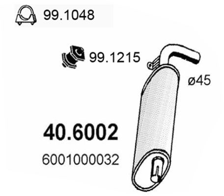 Средний глушитель выхлопных газов 406002 ASSO
