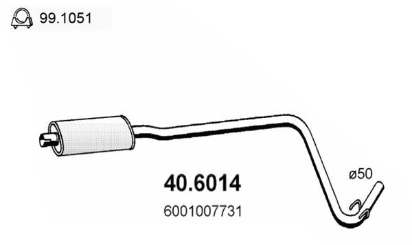 Средний глушитель выхлопных газов 406014 ASSO