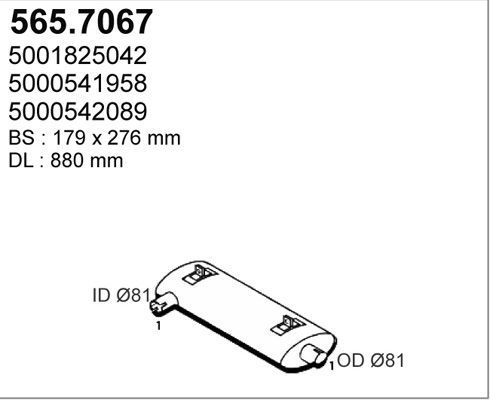 Средний / конечный глушитель ОГ 5657067 ASSO