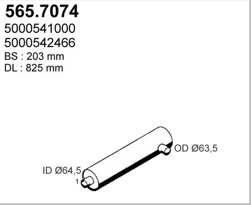 Средний / конечный глушитель ОГ 5657074 ASSO