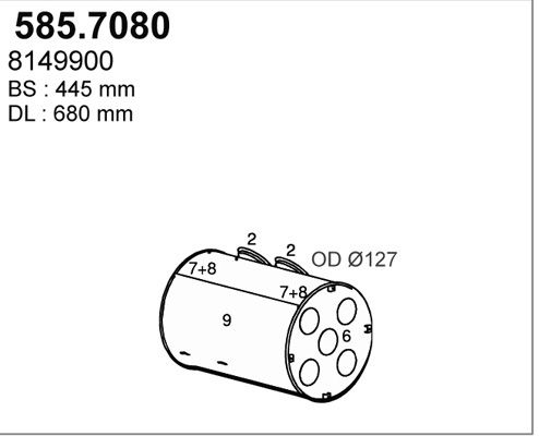 Средний / конечный глушитель ОГ 5857080 ASSO