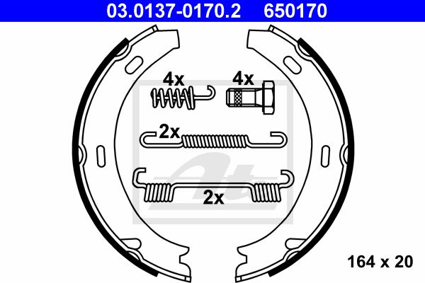 Комплект тормозных колодок, стояночная тормозная система 03013701702 ATE