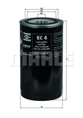 Топливный фильтр KC4 MAHLE ORIGINAL