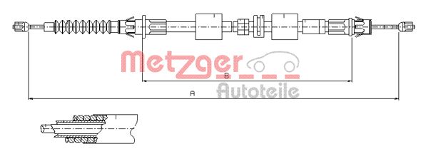 Трос, стояночная тормозная система 115508 METZGER