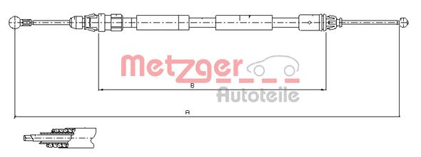 Трос, стояночная тормозная система 116807 METZGER
