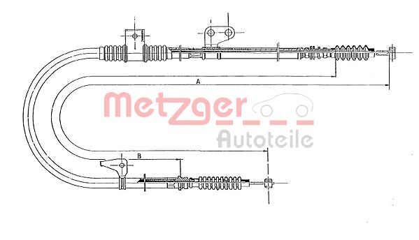 Трос, стояночная тормозная система 170571 METZGER
