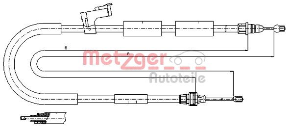 Трос, стояночная тормозная система 170684 METZGER