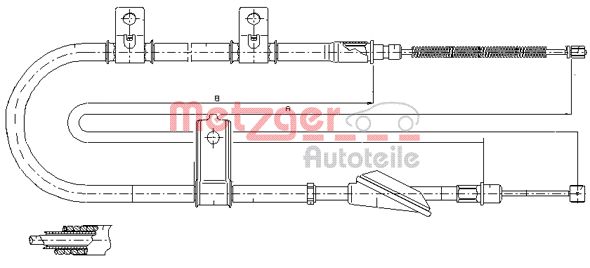 Трос, стояночная тормозная система 172513 METZGER