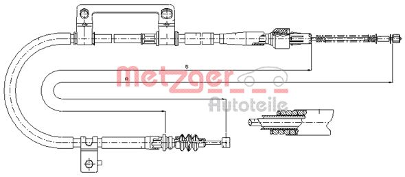 Трос, стояночная тормозная система 176041 METZGER