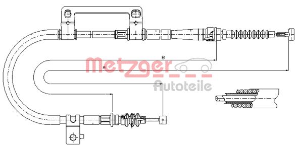 Трос, стояночная тормозная система 176043 METZGER