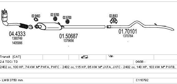 Система выпуска ОГ C110792011383 MTS