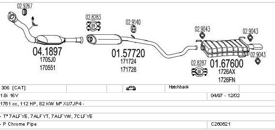 Система выпуска ОГ C260621006412 MTS