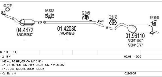 Система выпуска ОГ C280855020146 MTS