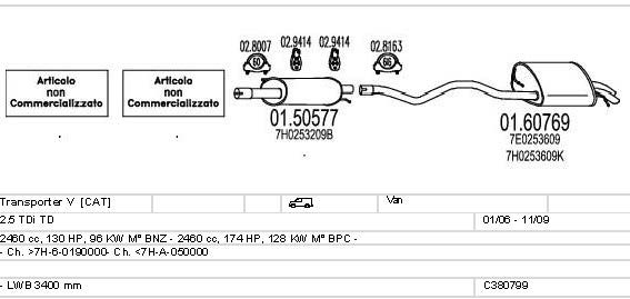 Система выпуска ОГ C380799010854 MTS