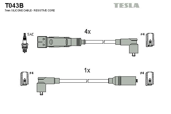 Комплект проводов зажигания T043B TESLA