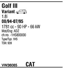 Система выпуска ОГ VW36085 WALKER